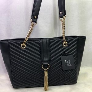 INC Black Quilted Large Tote Handbag NEW W/ TAGS!